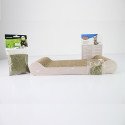 Griffoir pour chat en carton avec herbe à chat