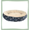 Panier pour chiot forme ronde design avec couverture en peluche